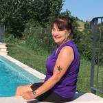 Relaxing by the pool after Yoga