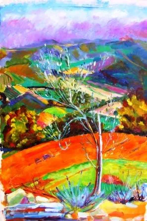 Abstract Italian Landscape in Oil